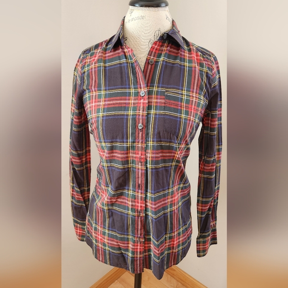 J.Crew Women's modern tartan button down shirt in Small petite - Picture 1 of 8